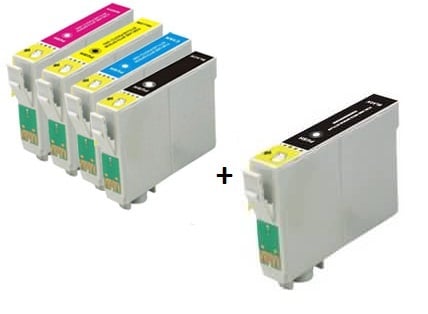 Compatible Epson 502XL a set of 4 Ink Cartridges High Capacity + EXTRA BLACK - (2 x Black, 1 x Cyan, Magenta, Yellow)

